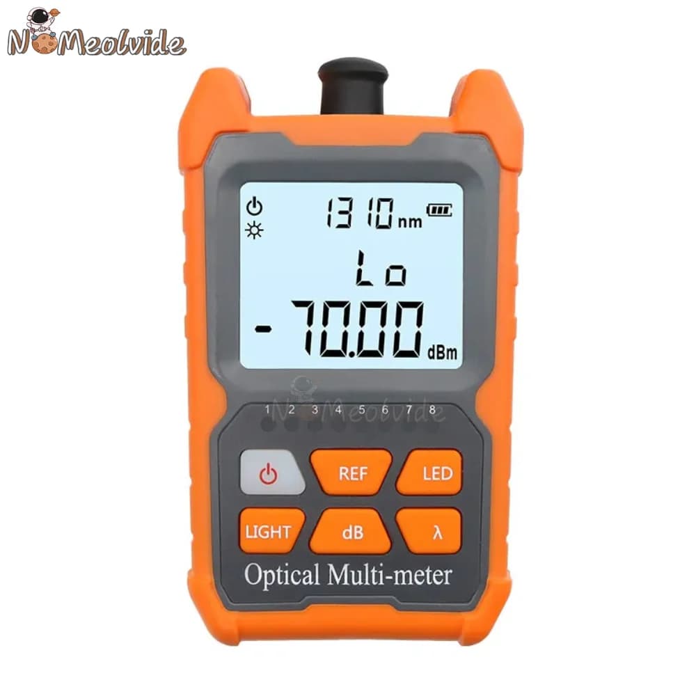 Mini medidor de potência óptica de fibra portátil laranja com tela digital