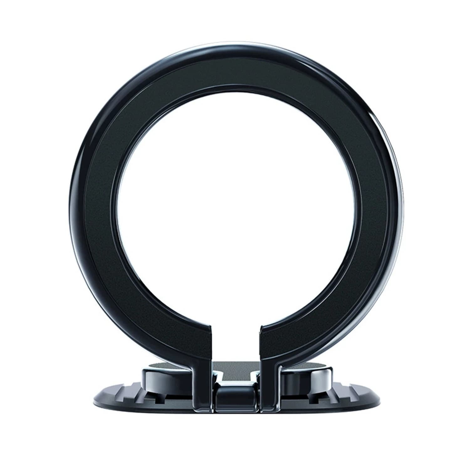 Suporte magnético preto para celular em forma de 'O' com base de fixação