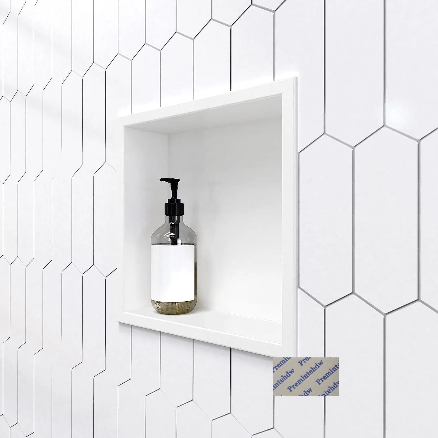 Nicho de parede quadrado embutido em aço inox com luz LED