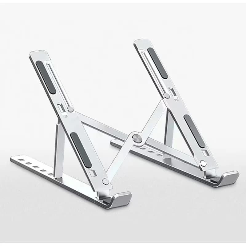 Suporte para notebook dobrável de alumínio ajustável prateado