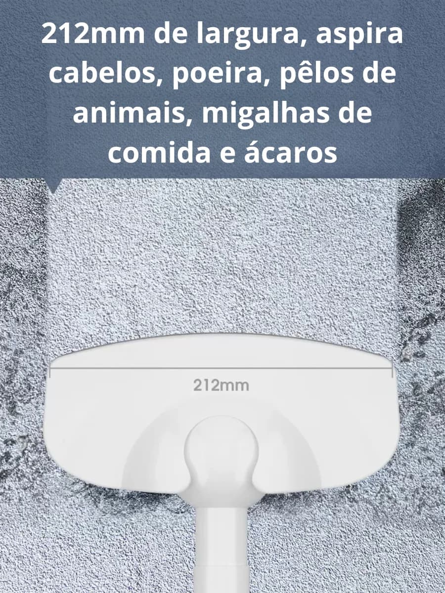 Aspirador de pó portátil com boca de 212mm para cabelos, poeira, pelos de animais, migalhas e ácaros