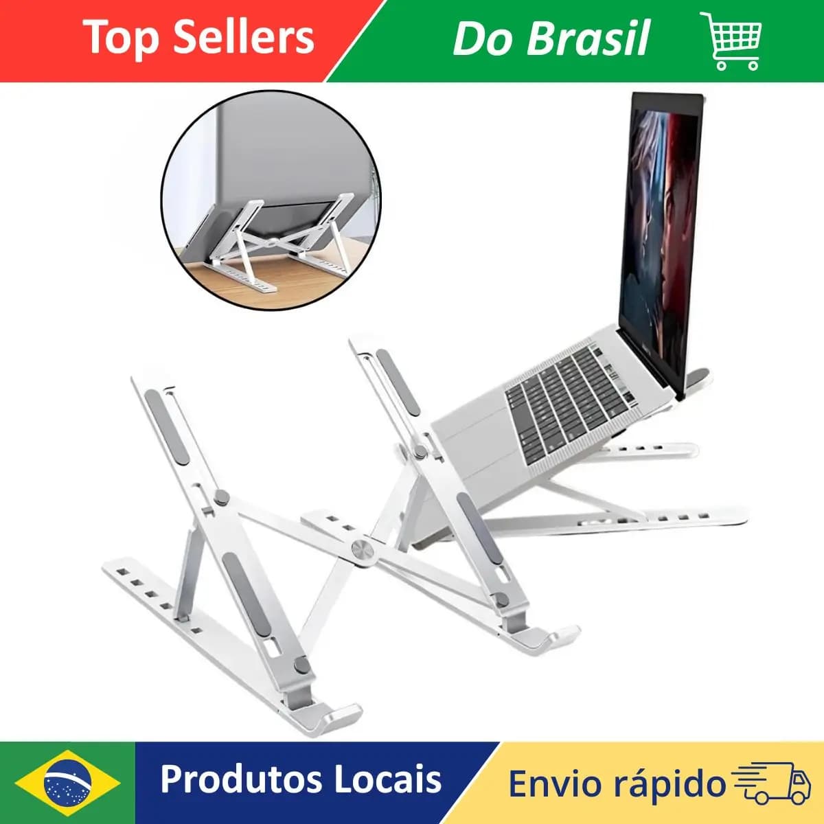 Suporte ajustável para notebook em alumínio cinza resistente
