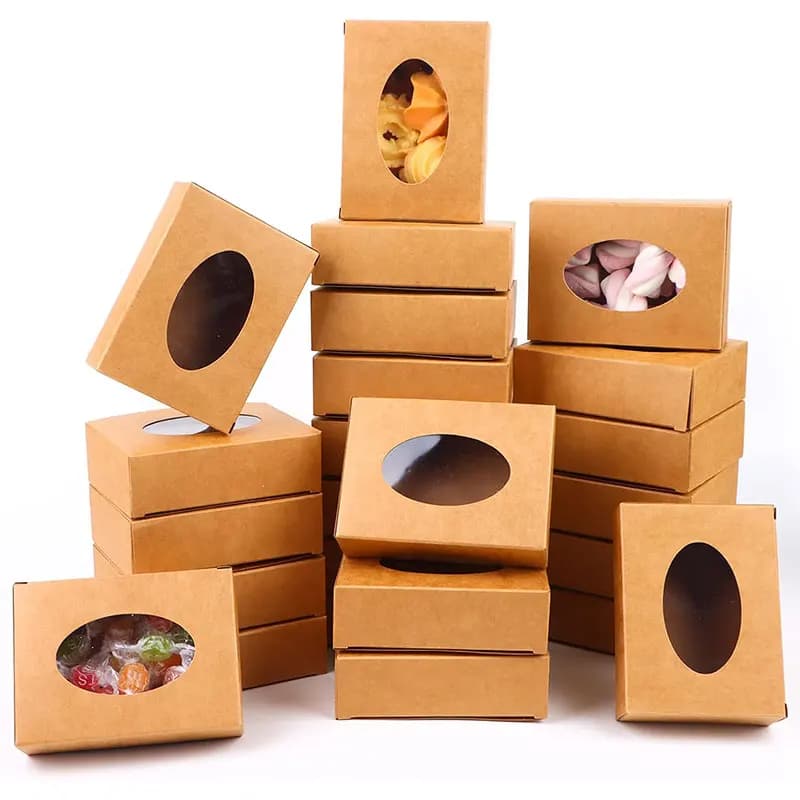 20/30 pces mini caixa de papel kraft com janela, caixas redondas de embalagem de sabão para sabão caseiro favor tratar doces de padaria