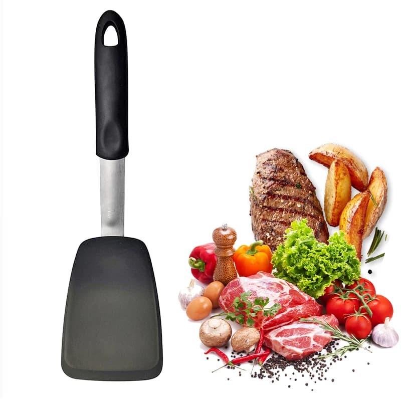 Espátula de silicone flexível de 30cm, resistente ao calor, pá de cozinha antiaderente, boa aderência, turner de bife para virar panquecas fritar