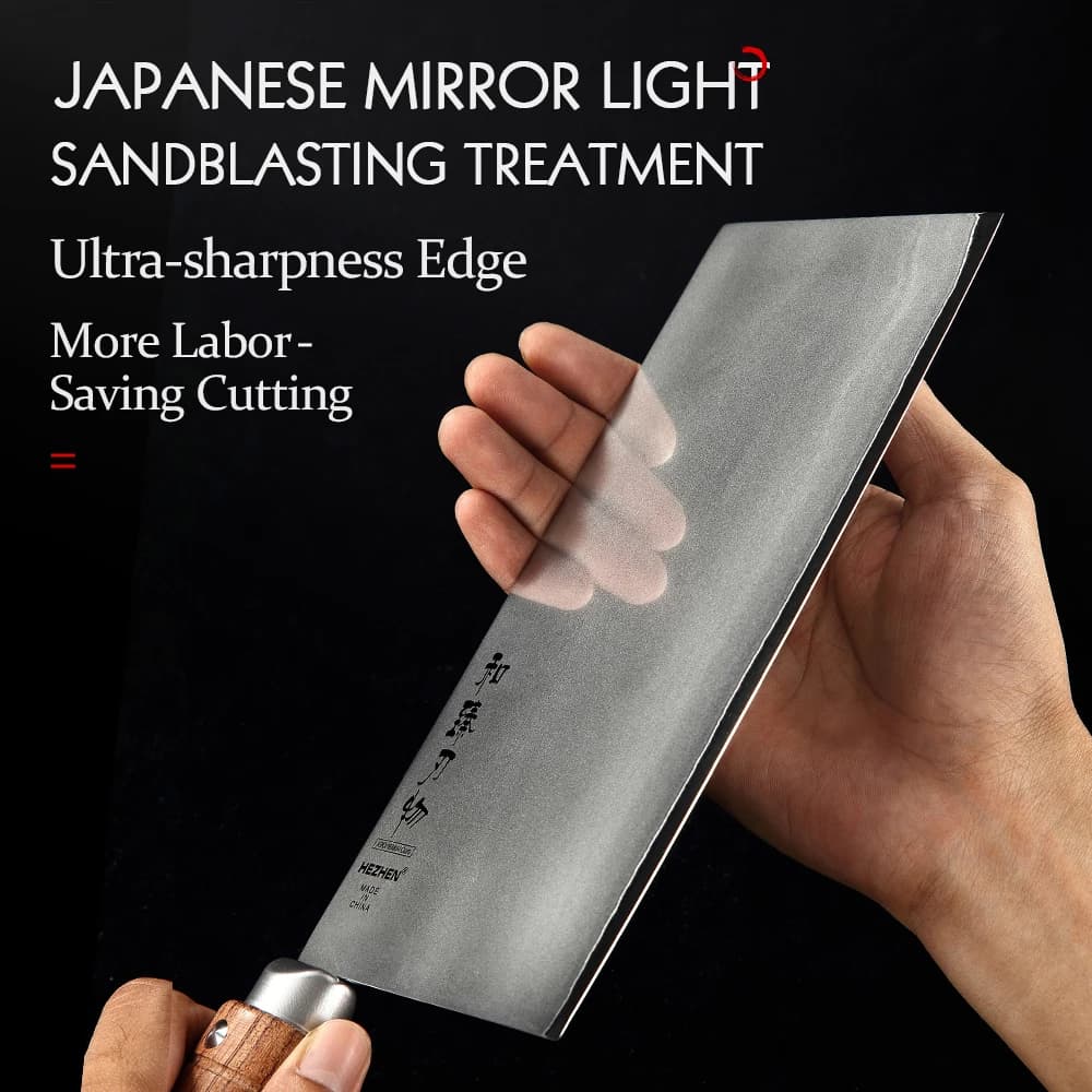 Faca Hezhen lâmina com acabamento espelhado japonês e borda ultra afiada para corte preciso