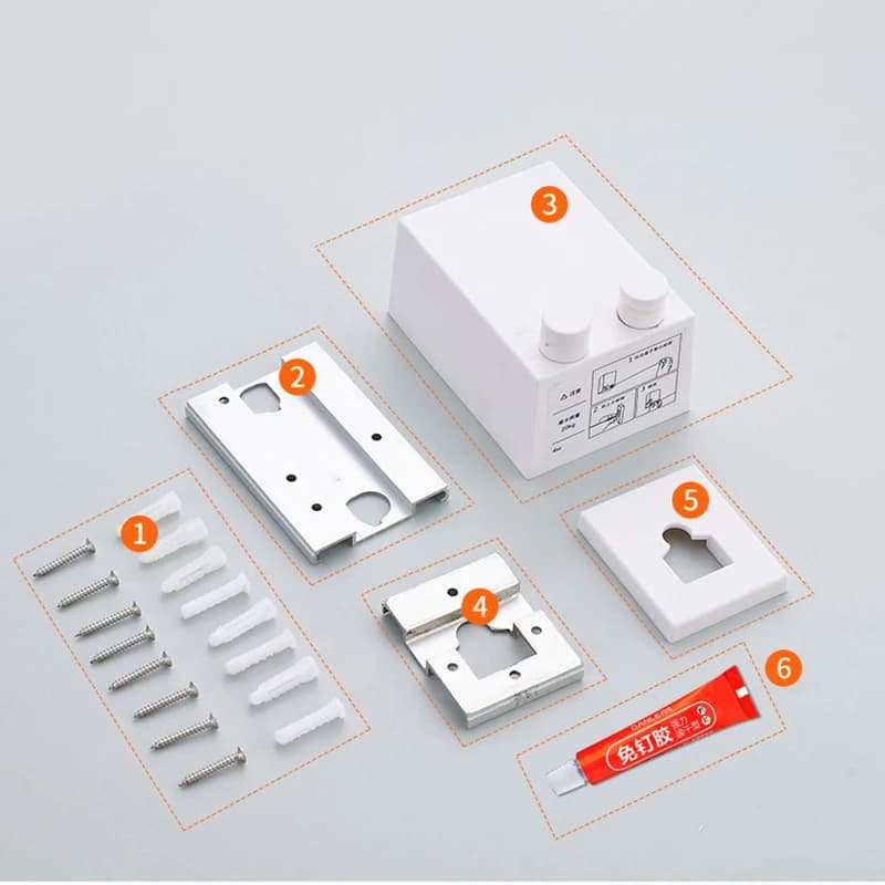 Kit completo varal retrátil de parede com parafusos, suportes metálicos, adesivo e caixa branca