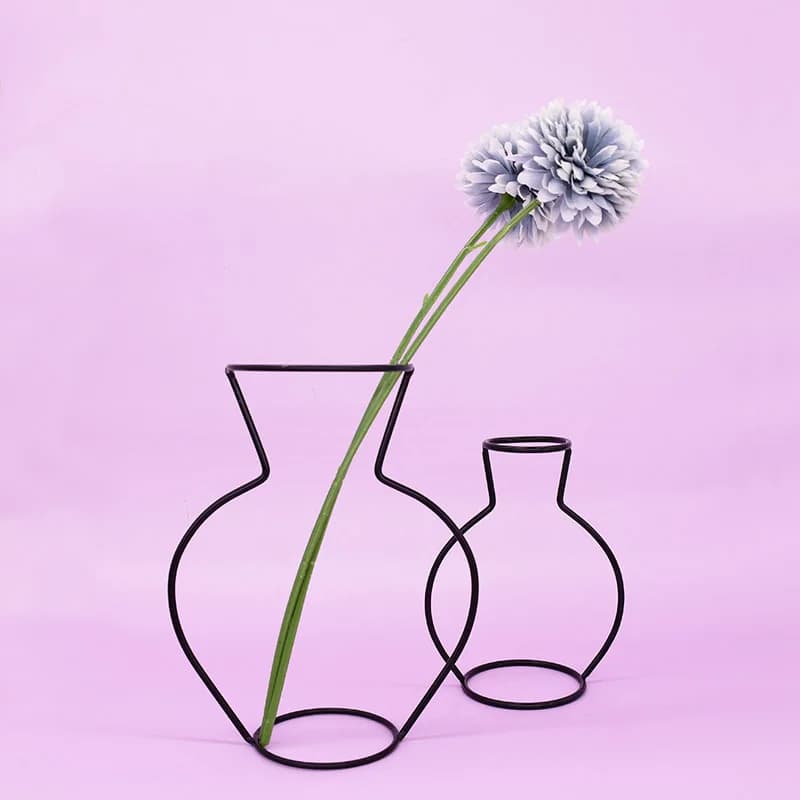 Linha retro preta do ferro tabela flores vasos, decorações home nórdicas, suporte da planta do metal, estilos nórdicos, quarto, decoração do vaso da flor do escritório