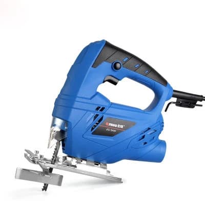 Serra elétrica multifuncional azul com cabo preto, 2 lâminas, 710W, 220V para carpintaria doméstica