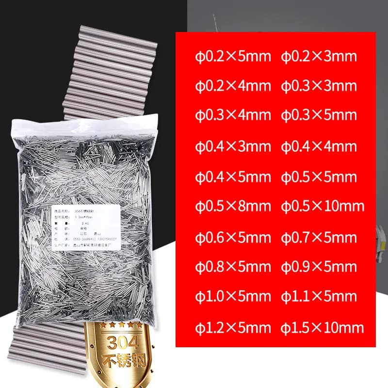 Pacote com agulhas magnéticas de aço inox 304 para polimento de joias, tamanhos variados