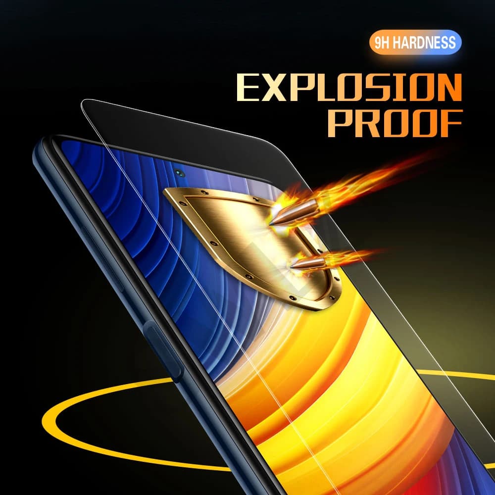 Película protetora de vidro temperado 9H para Xiaomi Poco com resistência a impactos e explosão