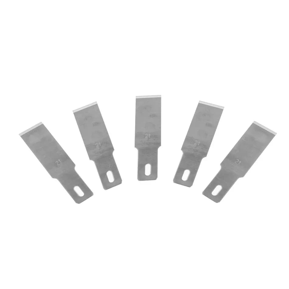 Kit com 5 lâminas de faca de precisão DIYFIX Nº 21 prateadas para corte detalhado