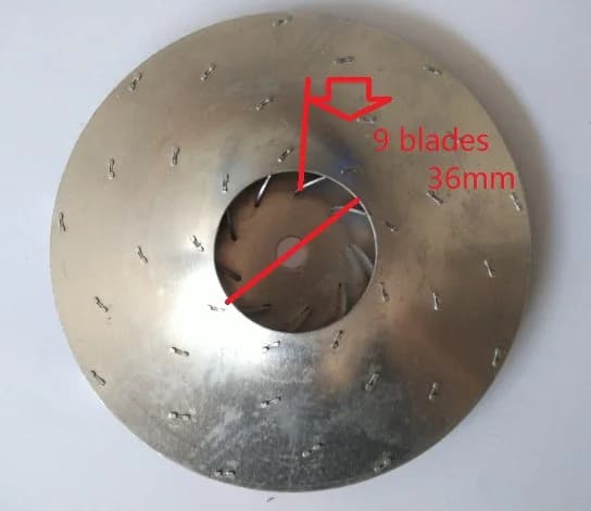 Lâmina de ventilador de motor de alumínio com 9 lâminas, diâmetro 112mm, furo 8mm
