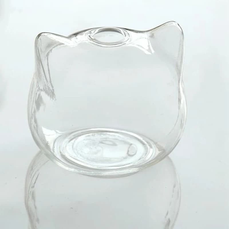 Vaso decorativo hidropônico em vidro transparente formato de gato com abertura superior