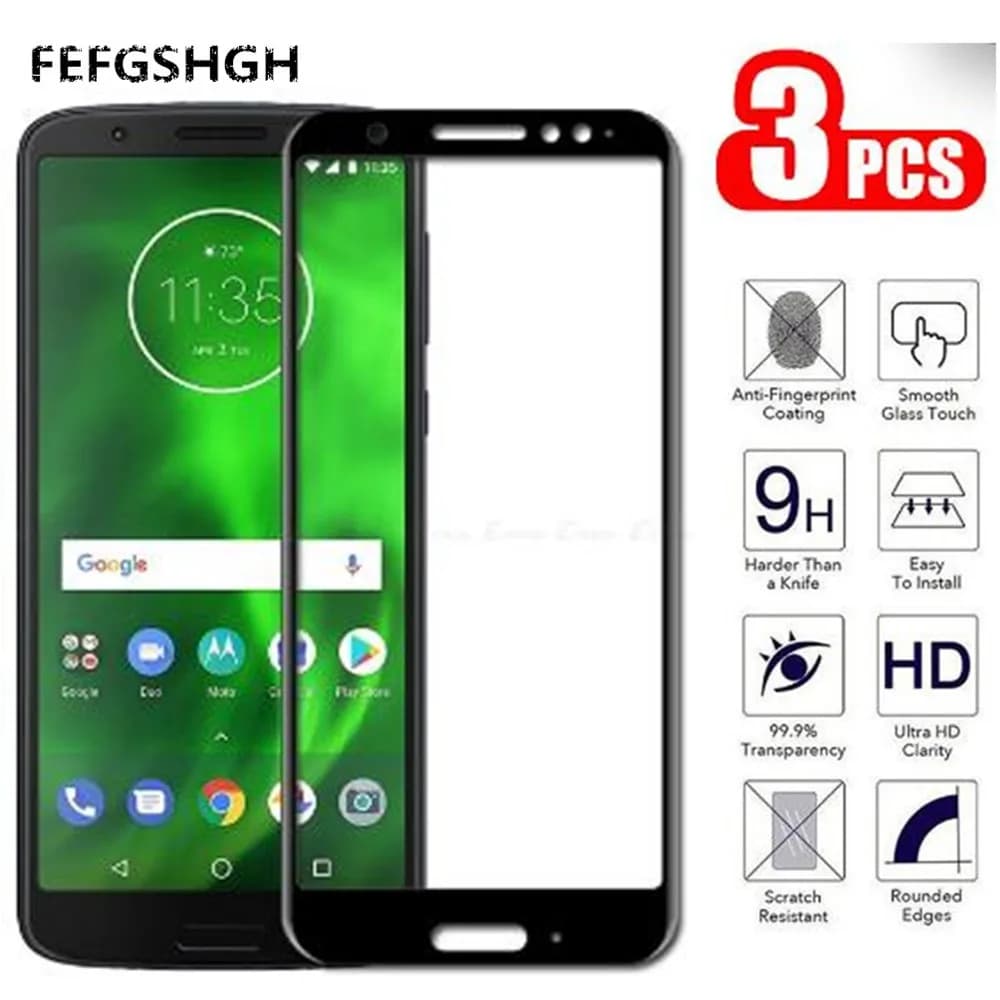 Borda curvada capa completa de vidro temperado para motorola moto e5 g7 power g6 g5s g5 plus play protetor de tela película protetora