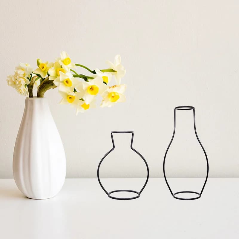 Linha retro preta do ferro tabela flores vasos, decorações home nórdicas, suporte da planta do metal, estilos nórdicos, quarto, decoração do vaso da flor do escritório