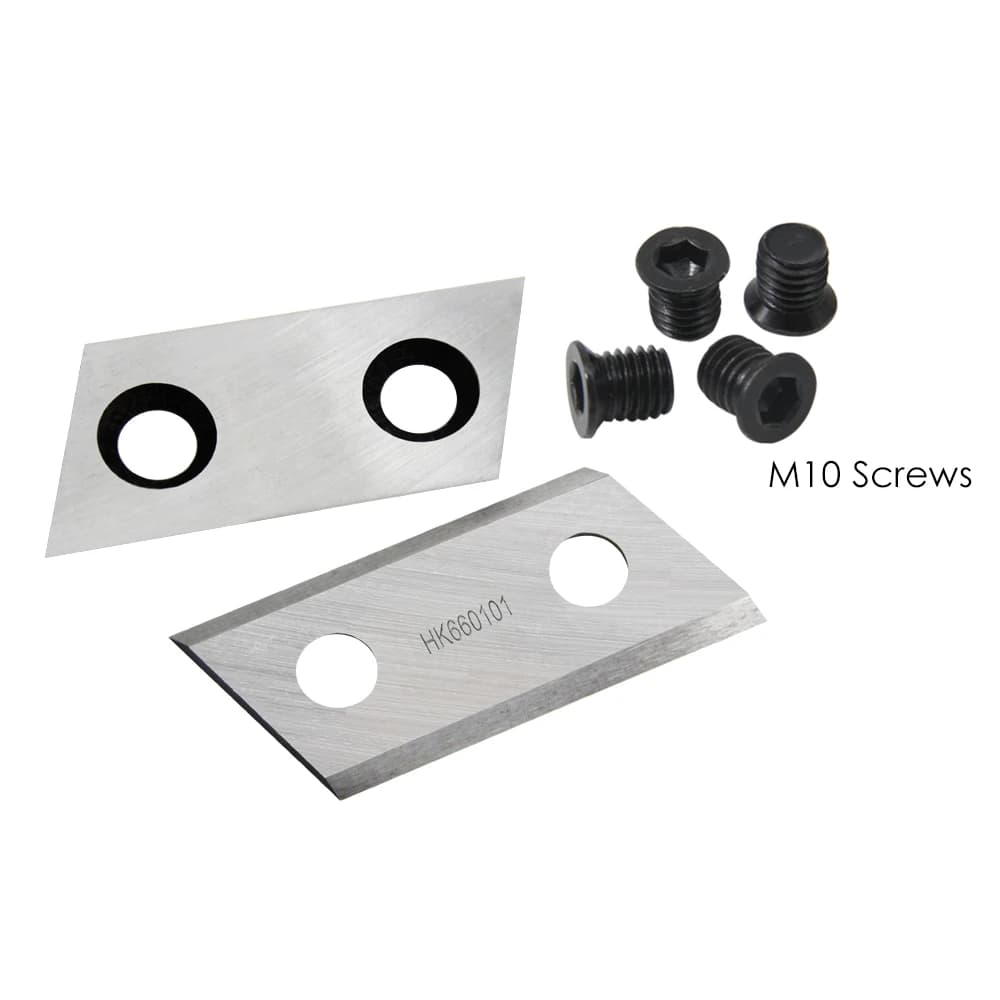 Lâminas metálicas prateadas Tasp HK66B101 com parafusos M10 para trituradora de jardim kit 2 peças