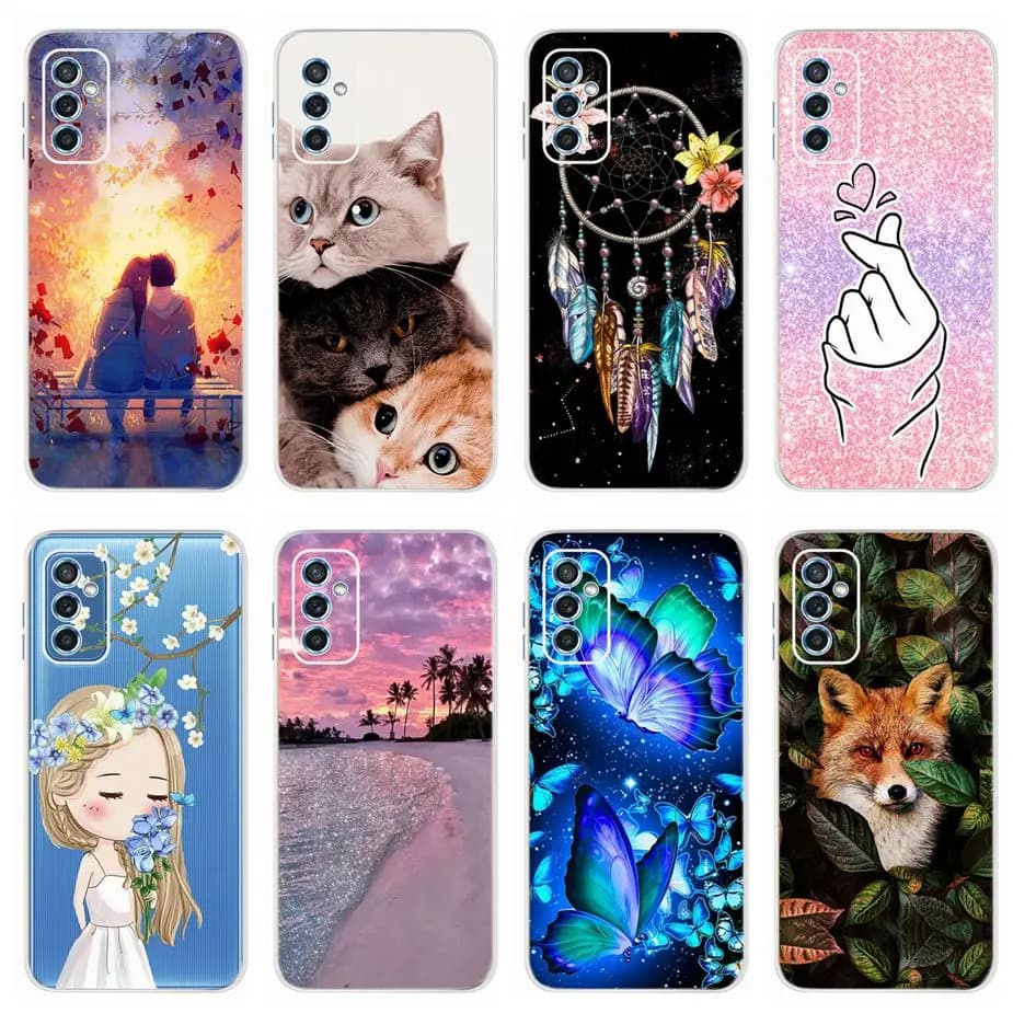 Capa de silicone macia para samsung galaxy m52 5g a52 a52s, capa pintada bonita para m52 a52