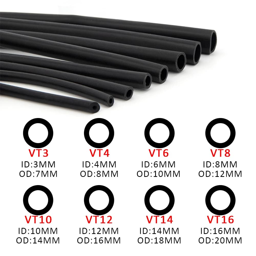 Tubo de vácuo automotivo preto em silicone alta resistência com vários diâmetros internos e externos