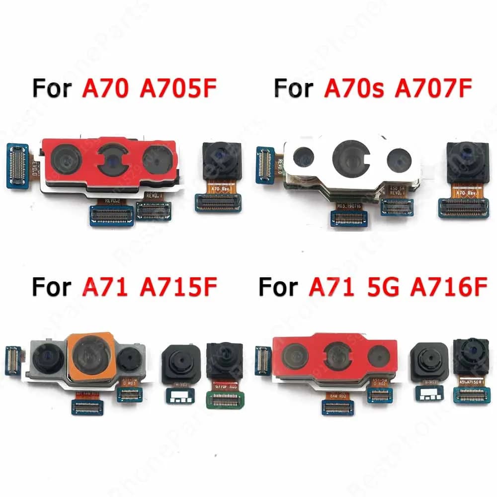 Módulos de câmera frontal para Samsung Galaxy A70, A70s, A71, A71 5G, A716F, peças sobressalentes flexíveis