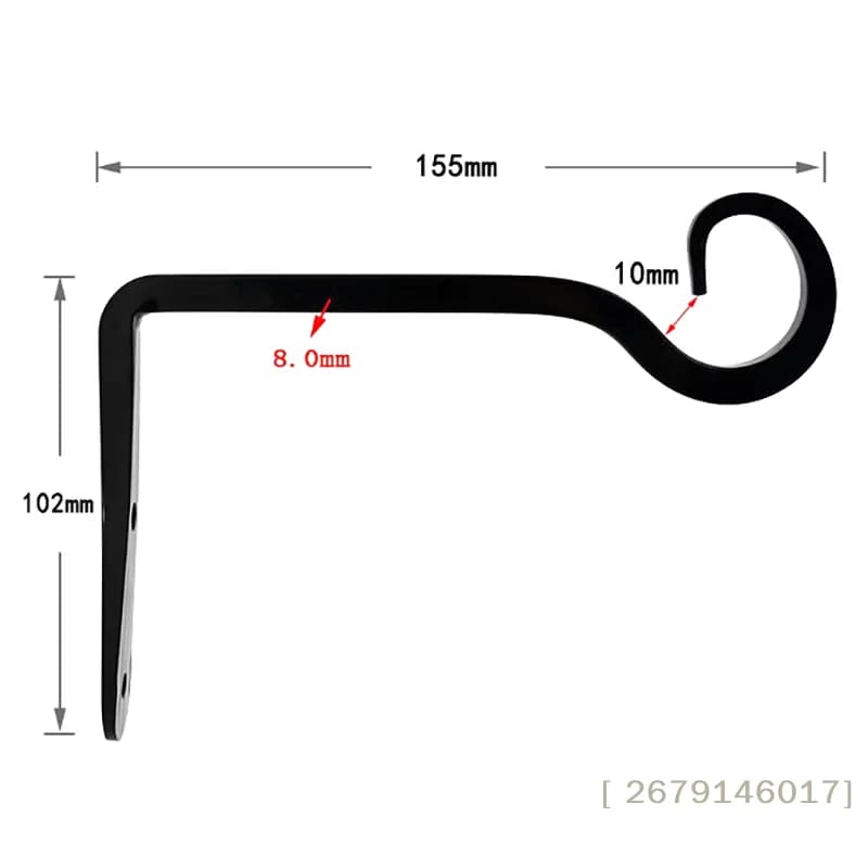 Suporte de ferro preto YY26 para cesto suspenso com medidas 155mm x 102mm para decoração de plantas
