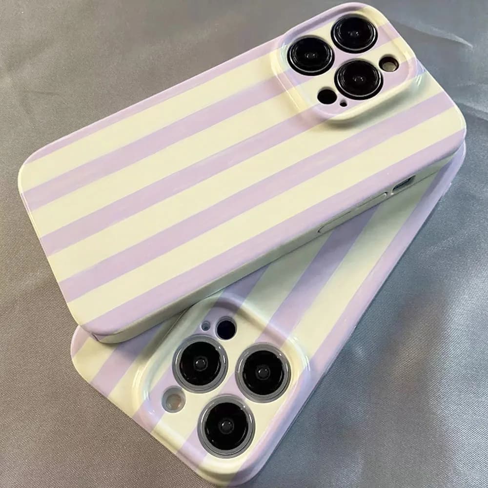 Capa de Telefone Luxuosa Clmj Swag com Listras Roxas e Acabamento Brilhante em PC Duro para Xiaomi Redmi Note 15 13 12S 12 11S 11 10 9 Pro Plus Max 4G 5G