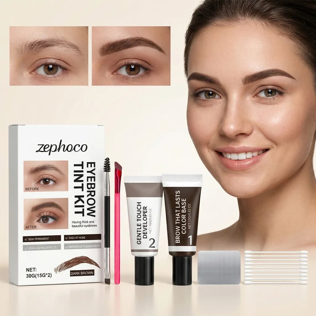 Kit de Tintura para Sobrancelhas 3D de Longa Duração, À Prova D'água, Anti-Manchas, Modelagem Natural, Fórmula de Dois Componentes, Para Uso Diário