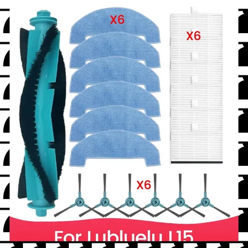 Kit de reposição para aspirador de pó Roborock, escovas azuis e turquesa, e filtros brancos