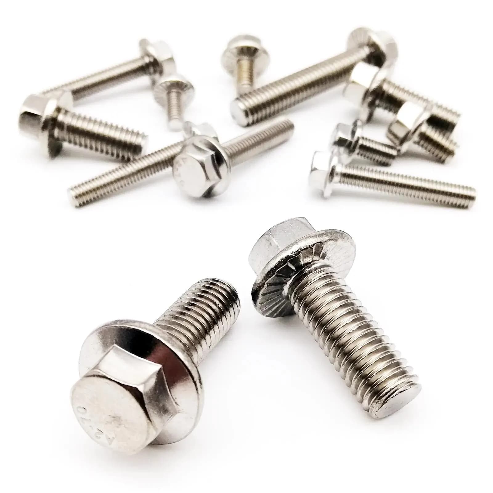 Parafusos de cabeça sextavada com flange em inox A2-70 304 com arruela serrilhada kit 10 peças