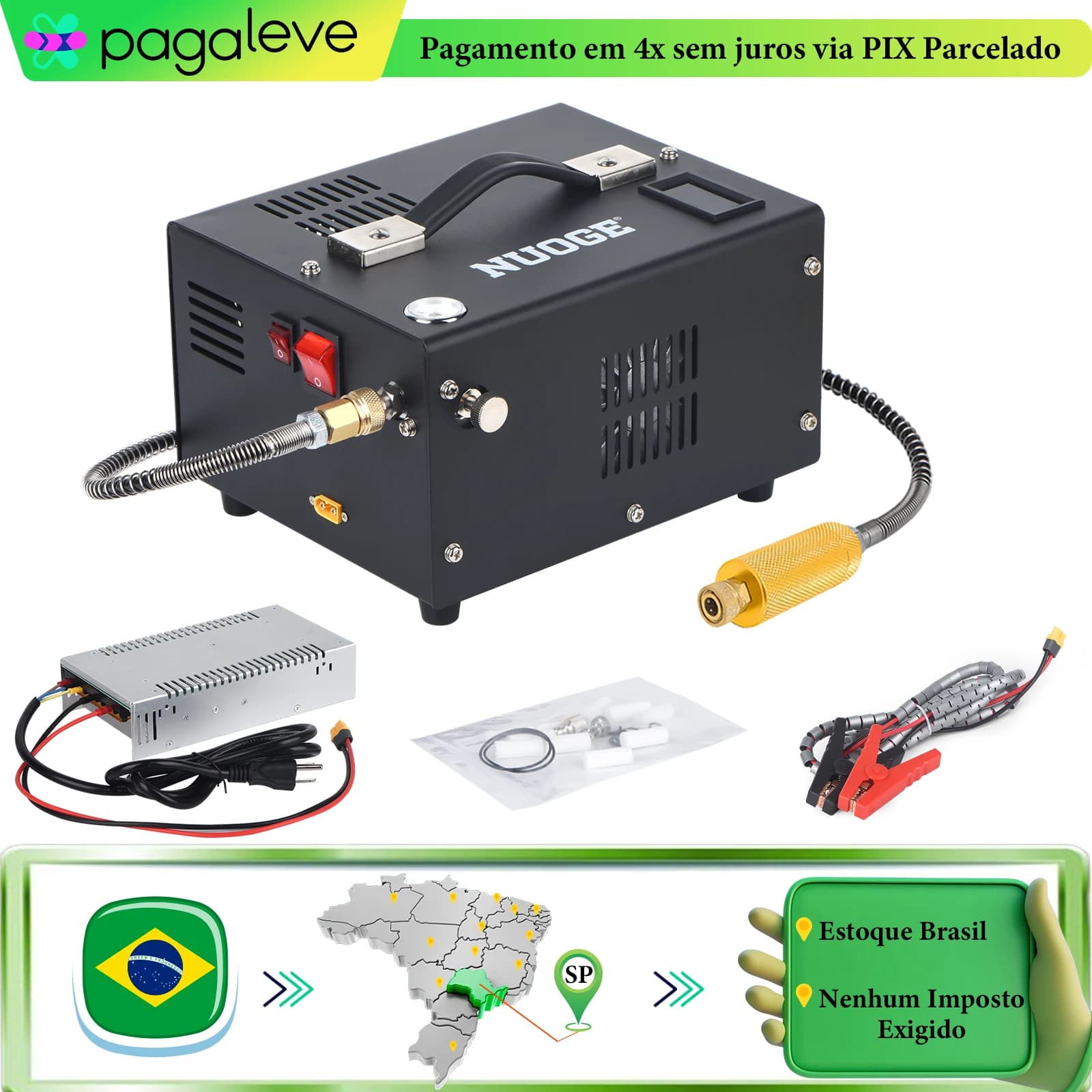 Bomba de compressor de ar portátil NUOGE 4500Psi para garrafa de mergulho