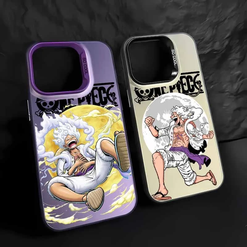 Kit 2 capas para Xiaomi Redmi Note com design anime One Piece, cores cinza e lilás, material resistente