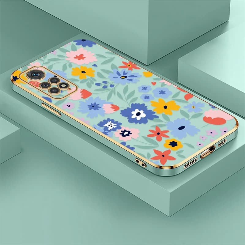 Capa de telefone Xiaomi Redmi Note 11 com padrão floral colorido em silicone TPU