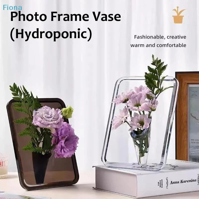 Vasos decorativos acrílicos transparentes para fotos e flores hidropônicas com design moderno