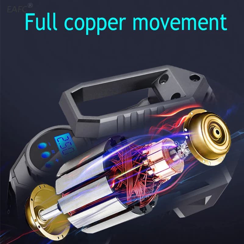 Compressor de ar portátil inflator de pneus 150 psi 12v dc bomba de pneu de carro com digital/ponteiro medidor de pressão lanterna de emergência automática