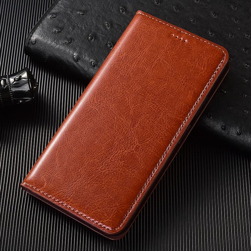 Capa flip de couro genuíno para Samsung Galaxy M55, M53, M52, M51, M33, M32, M31, M31s, M30, M23, M22, M21