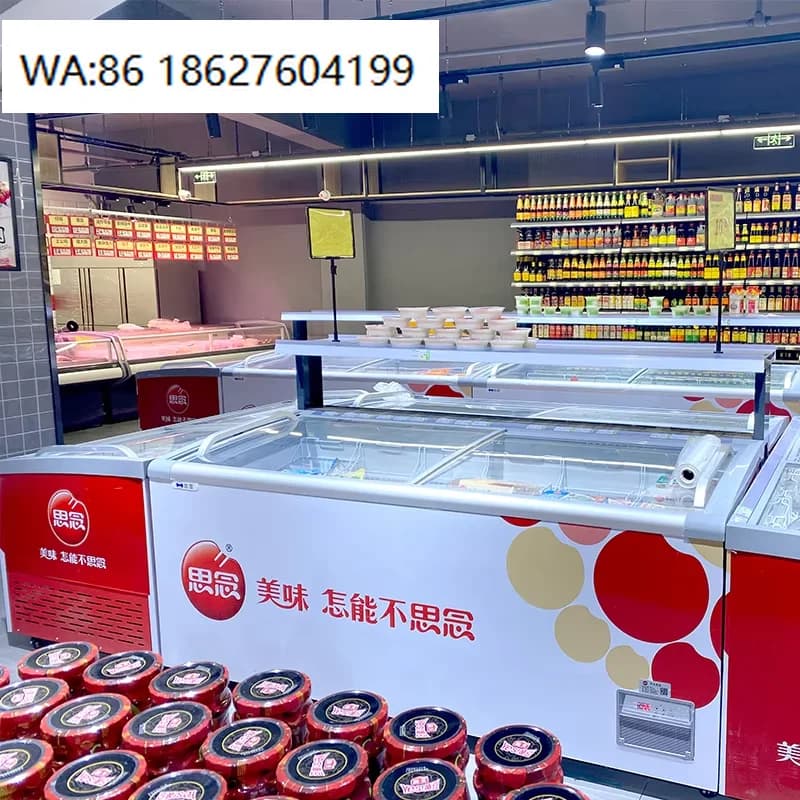 Congelador Horizontal Comercial com Porta de Vidro Temperado Deslizante para Sorvetes e Alimentos - Ilha Refrigerada para Supermercados