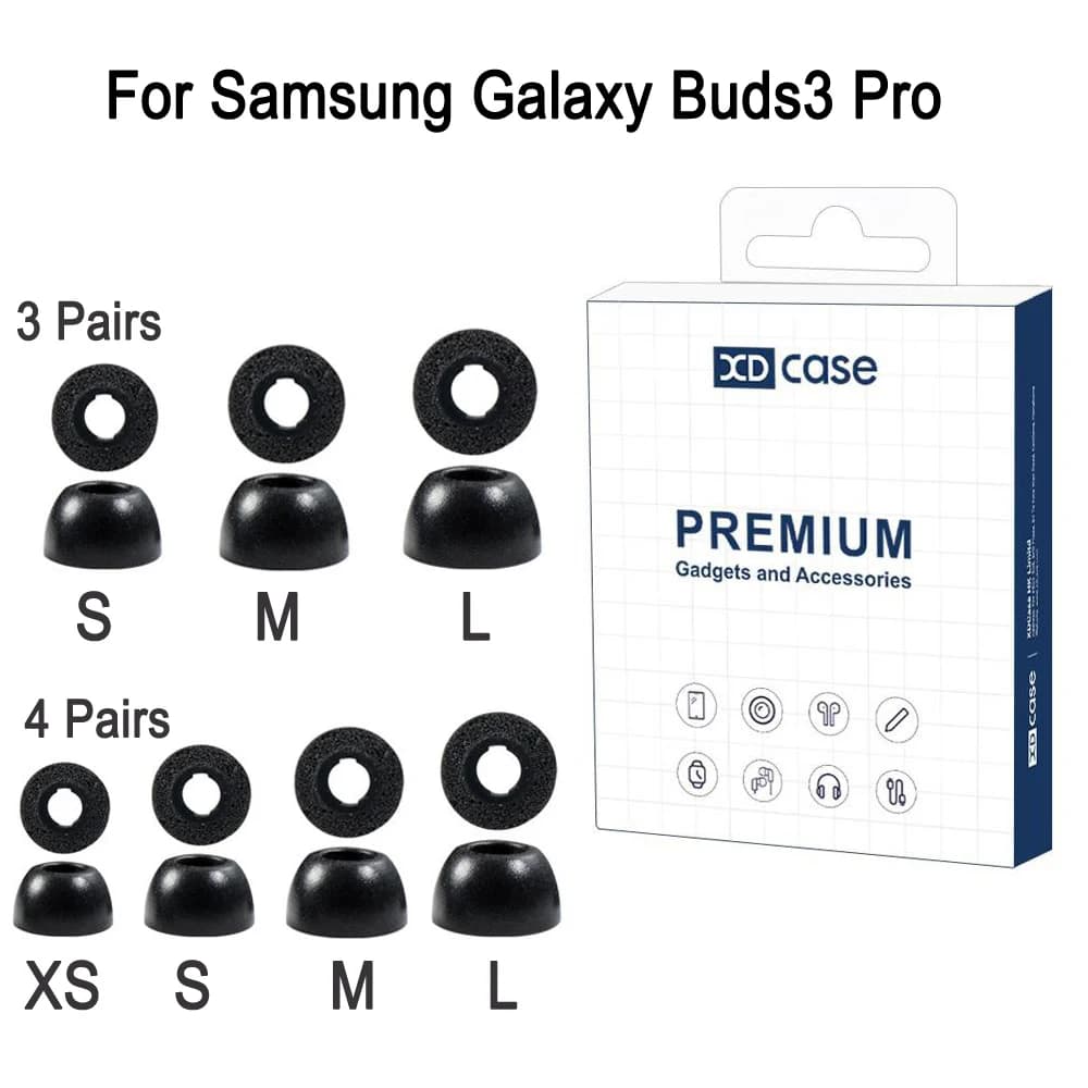 Conjunto de pontas de ouvido de espuma de memória para Samsung Galaxy Buds3 Pro, 3 pares (S, M, L) e 4 pares (XS, S, M, L)
