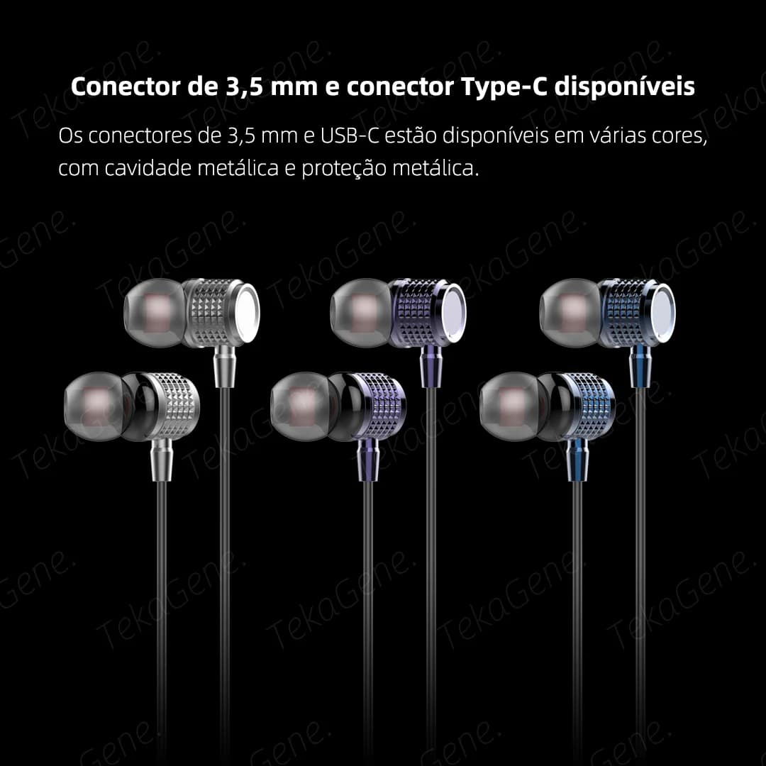Fones de ouvido USB C de metal com graves potentes, intra-auriculares com redução de ruído, fones de ouvido com fio de 3,5 mm com microfone para Samsung Galaxy iPhone
