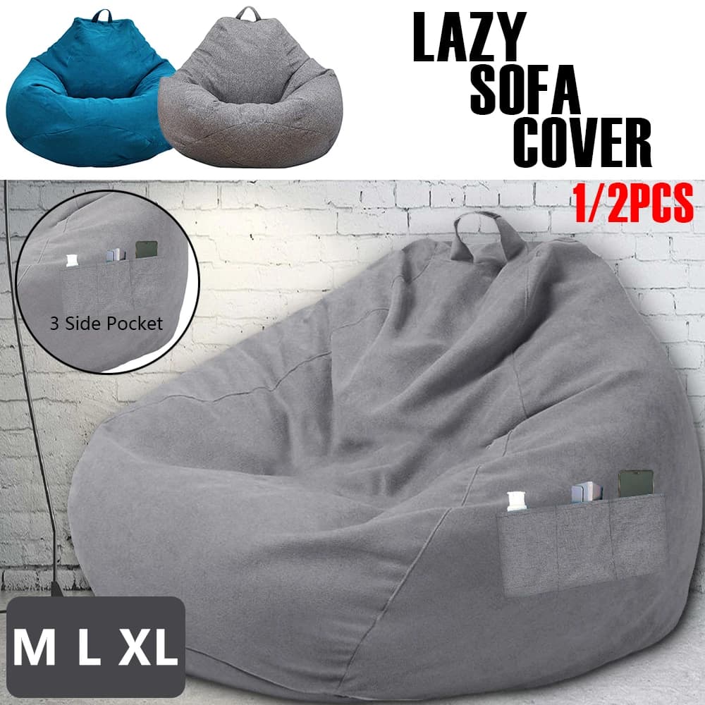 1/2 pçs capa de sofá preguiçoso macio e confortável sofá cadeira decorativa respirável capa de sofá com 3 bolsos laterais para decoração de móveis