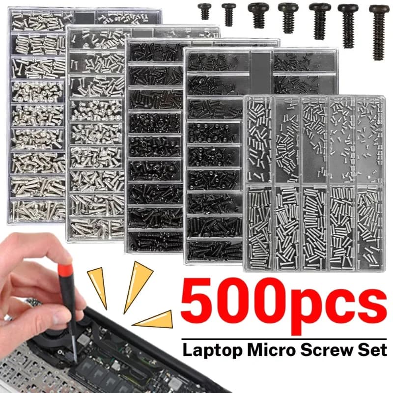 Conjunto de parafusos para notebook, 500 peças, substituição, 18 tamanhos, componentes de reparo de computador, kit de parafusos, cabeça plana, parafuso de máquina pequena
