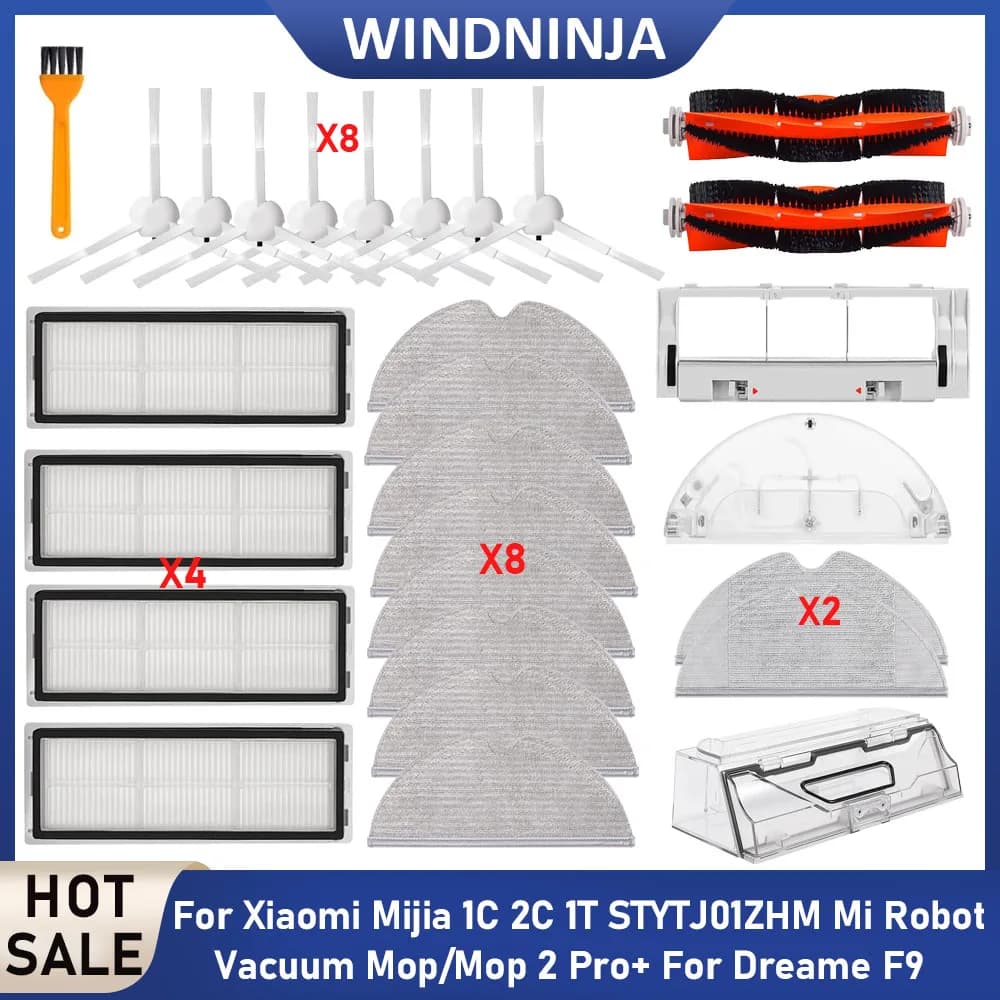 Kit de Acessórios para Aspirador Robô Xiaomi Mijia 1C 2C 1T STYTJ01ZHM e Dreame F9