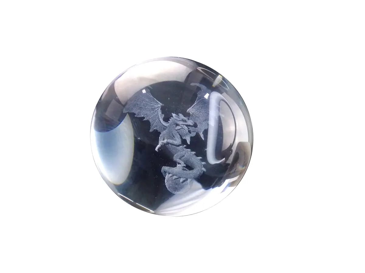 Globo de vidro transparente com dragão 3D interno para luminária abajur decorativa LED