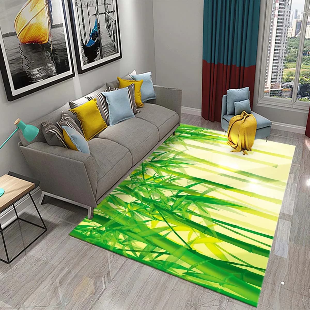3d verde de bambu floresta tapete de bambu para plantas tapete de banheiro tapetes anti-deslizamento quarto sala de estar piso decoração tapetes