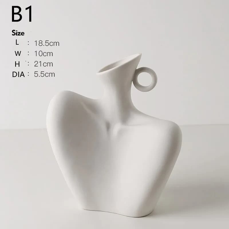 Vaso Jácotei humano branco em cerâmica tamanho B1 com design artístico para decoração interna