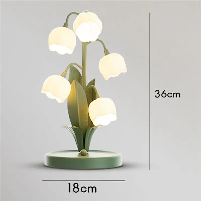 Luminária de Mesa Vintage AB08 com Flores para Casa, 5 Lâmpadas de Lírio do Vale, 3 Modos de Cor, Luminária de Cabeceira para Quarto, Plugue Americano