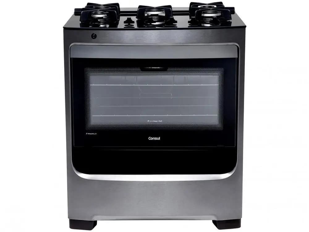 Fogão 5 Bocas Consul Inox Mesa de Vidro CFS5VARUNA - Bivolt
