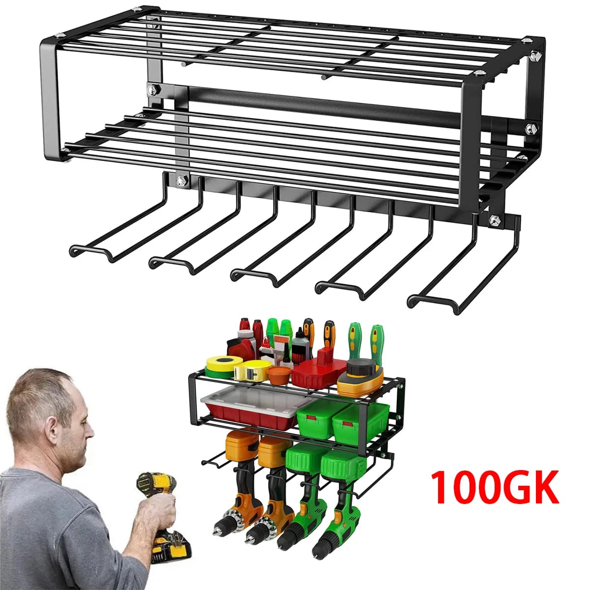 Rack de ferramentas elétricas, suporte de broca elétrica, montagem na parede, organizador de ferramentas elétricas, chave de fenda, prateleira de armazenamento de energia para casa