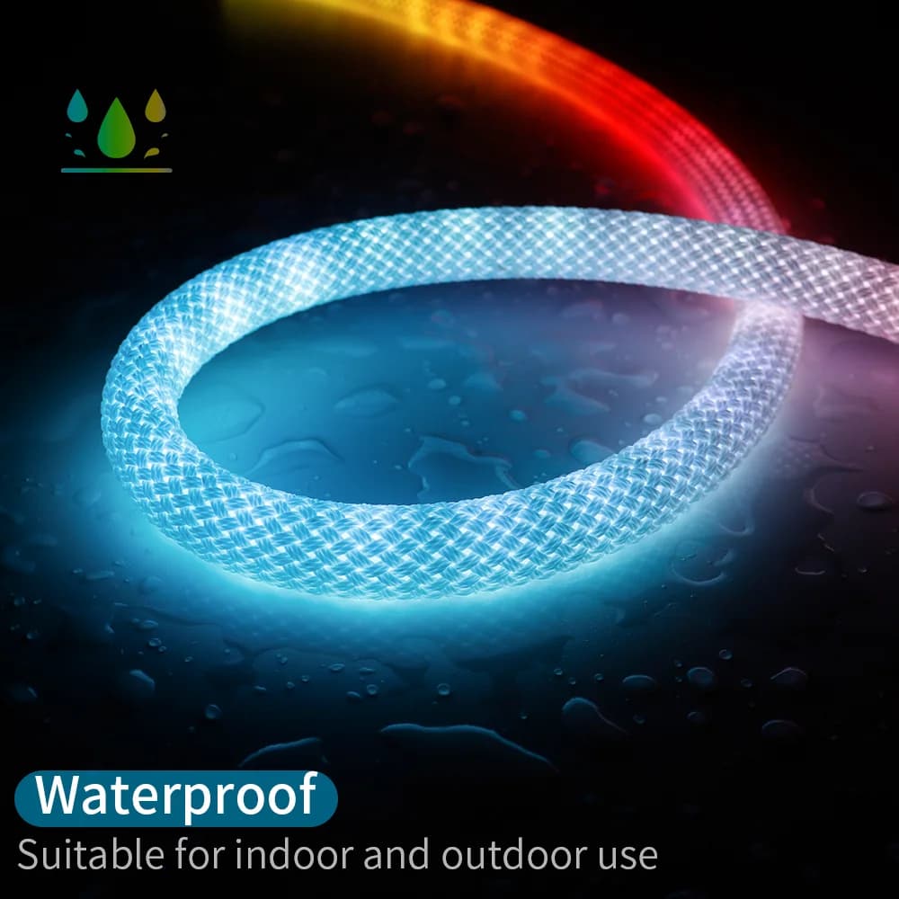 Dc5v ws2811 ws2812b padrão reticulado redondo tira conduzida de néon 50leds/m 360 graus inteligente rgbic flexível fita de luz de silicone ip67