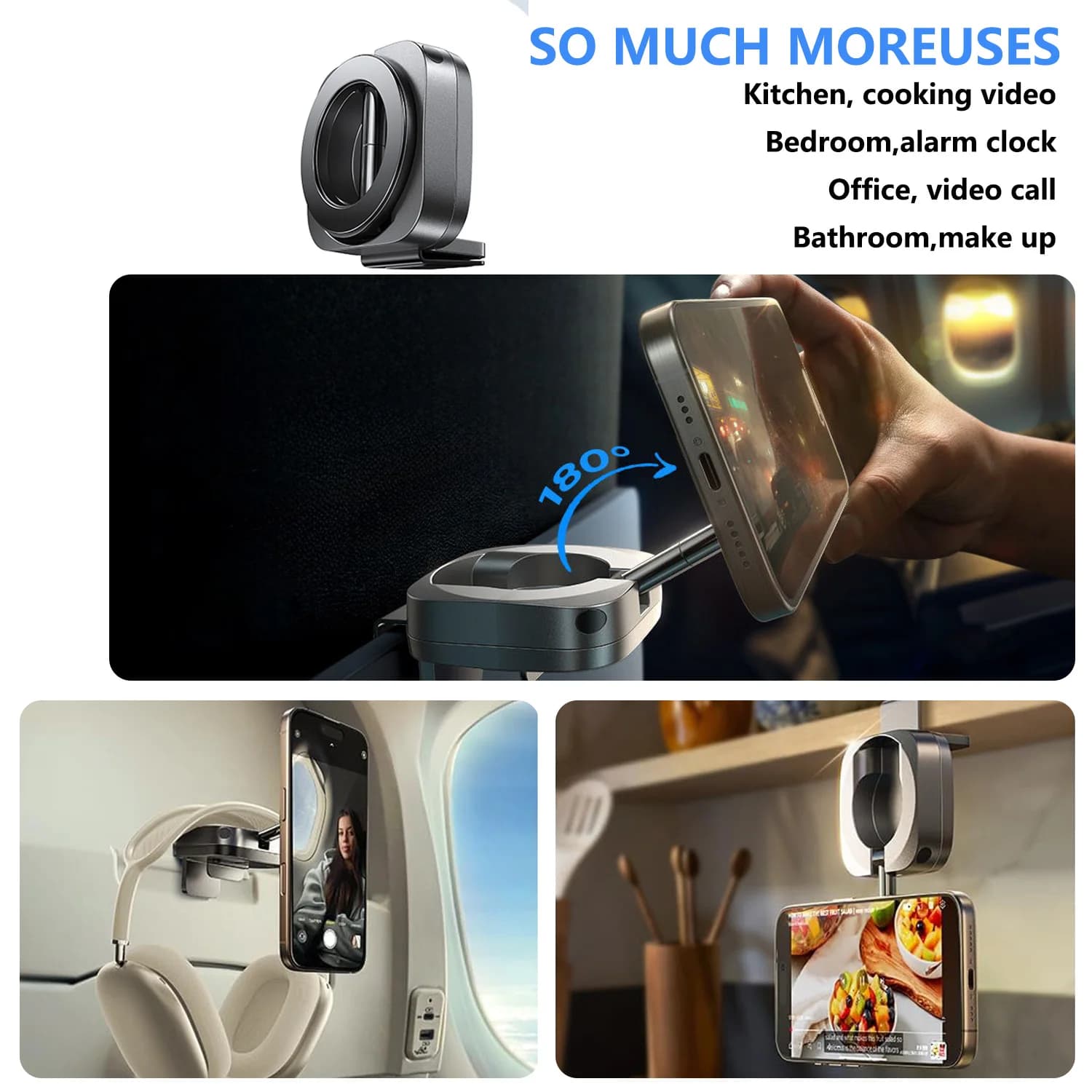 Suporte magnético universal para celular com uso versátil em cozinha, quarto, escritório e banheiro