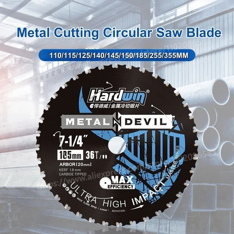 Lâmina de serra circular para metal Hardwin, 7-1/4, 185mm, 36T, ponta de carboneto, eficiência máxima