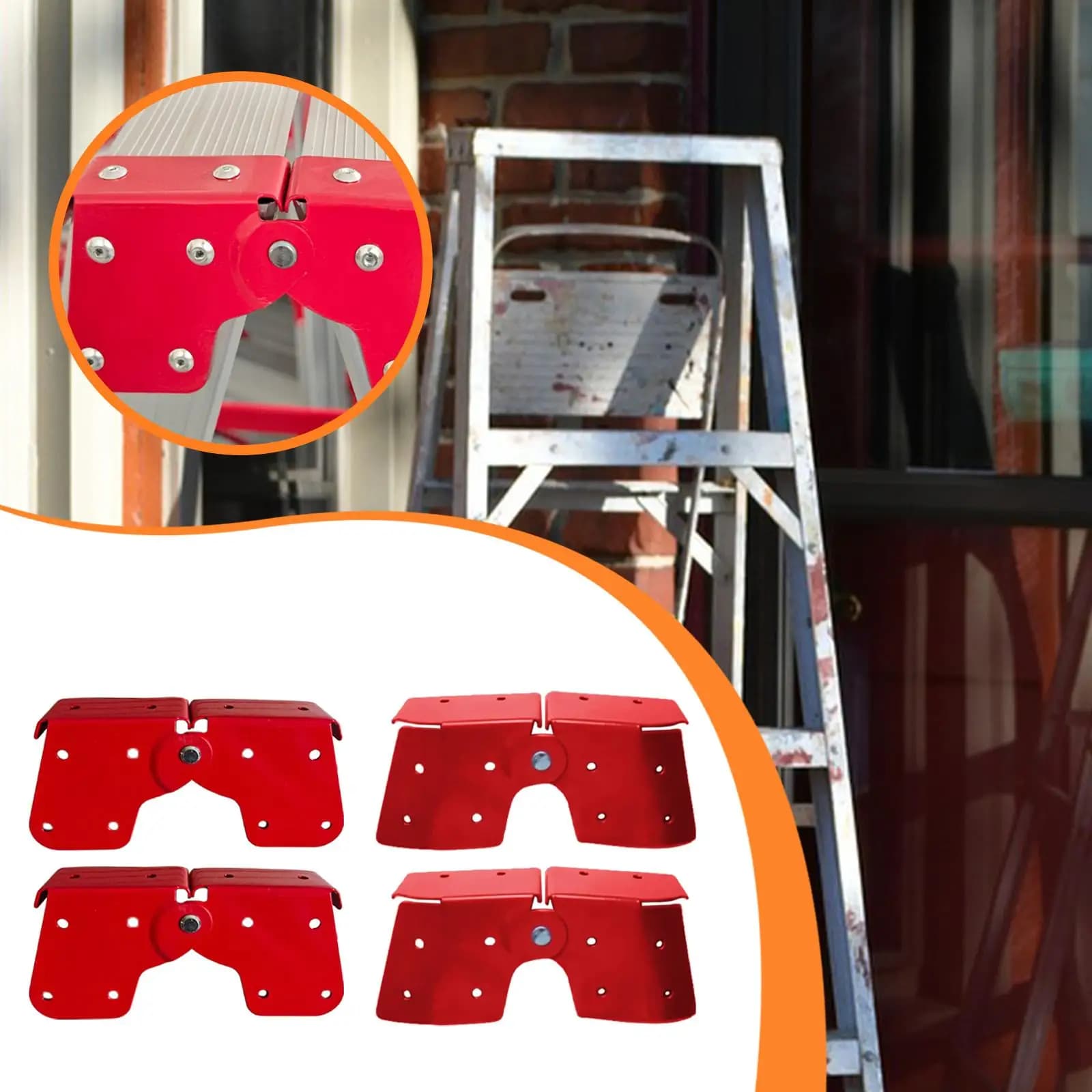 Dobradiças vermelhas para escada dobrável retrátil com kit 4 peças para uso em sótão